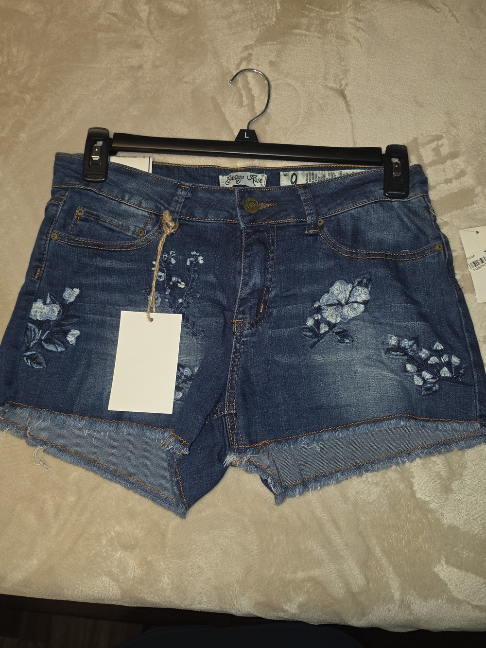 Embroidered Dark Blue Denim Women’s Shorts